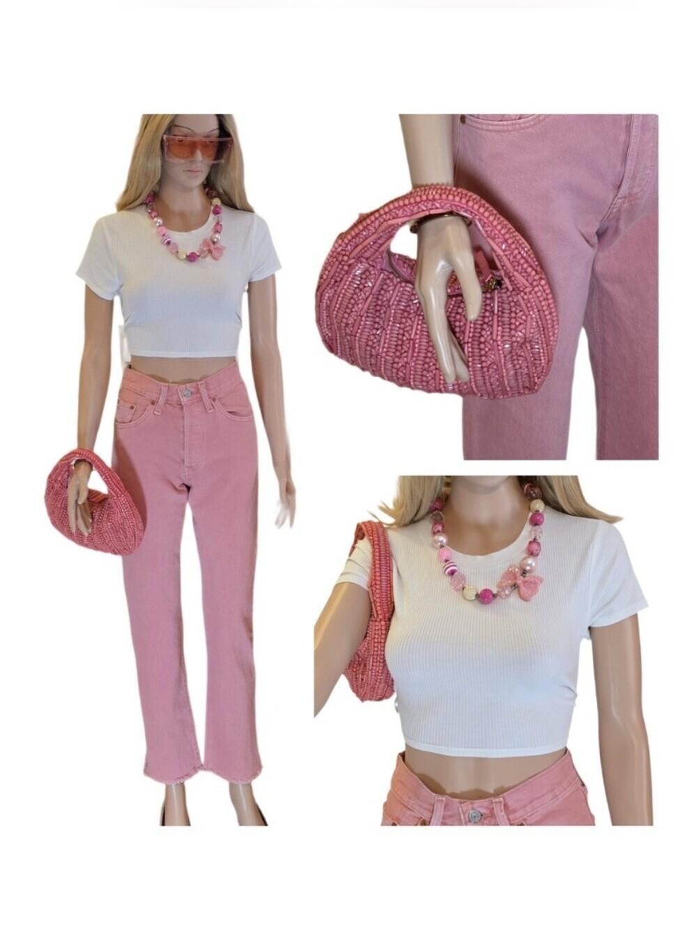 Viral Pink Tiktok Trend Beaded Bag Handcrafted In India